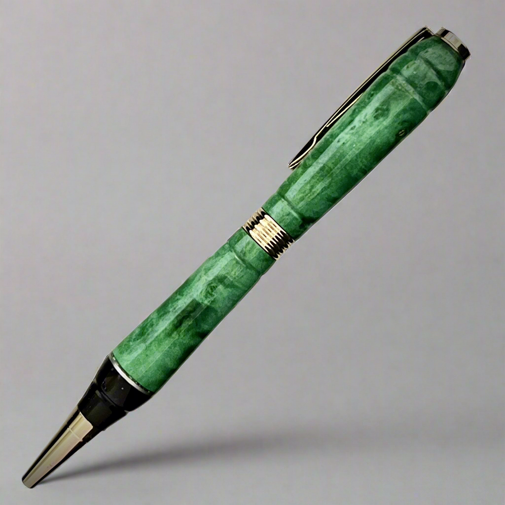 Green Dyed Maple and Ebony Ballpoint Pen