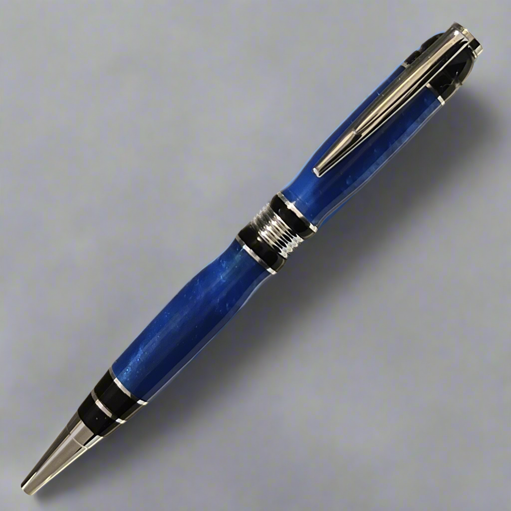 Orca Blue Acrylic Twist Ballpoint – Chrome