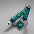 Malachite and Ebony Fountain Pen #6 Nib w/Magnetic Cap