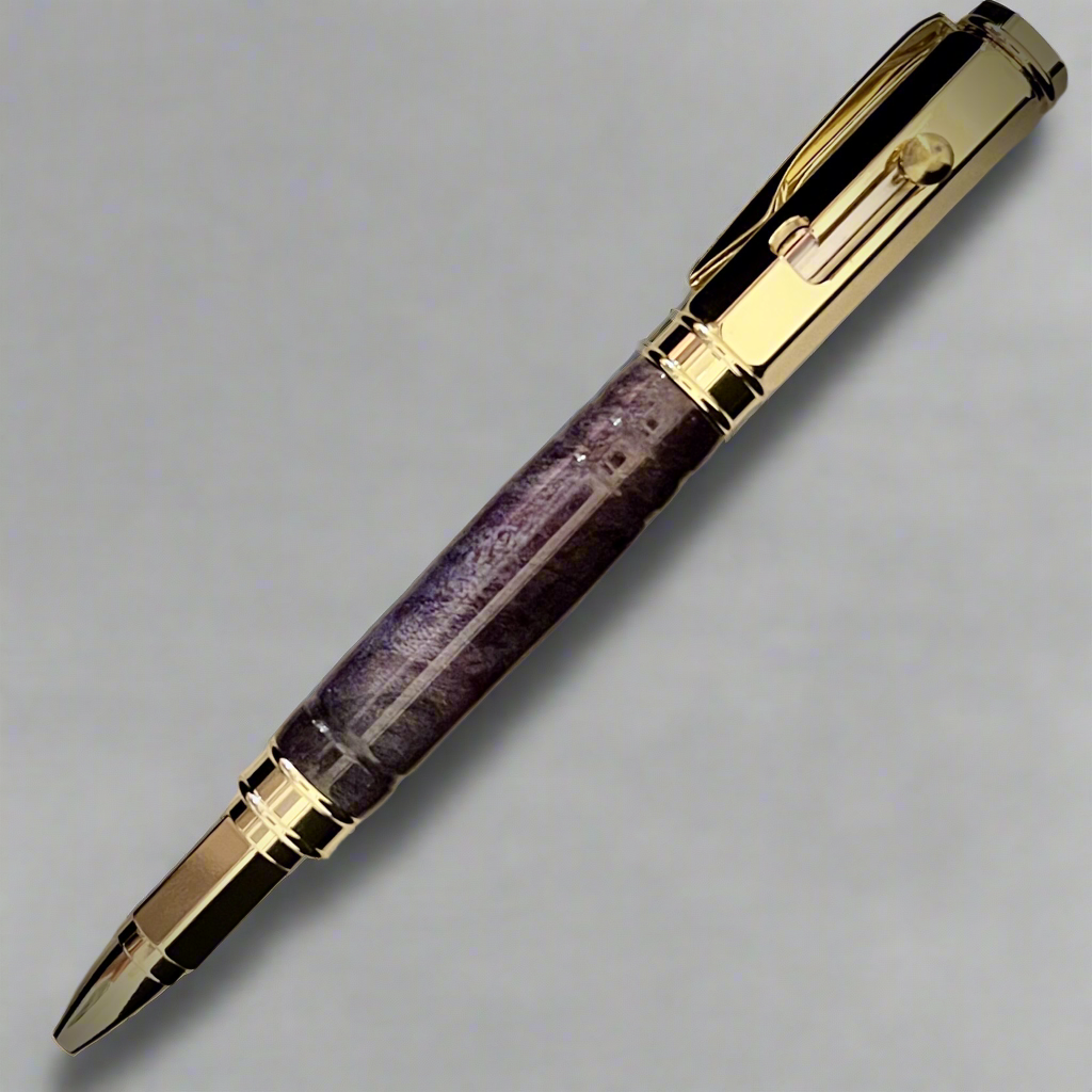 Purple Dyed Maple Burl Bolt Action Ballpoint