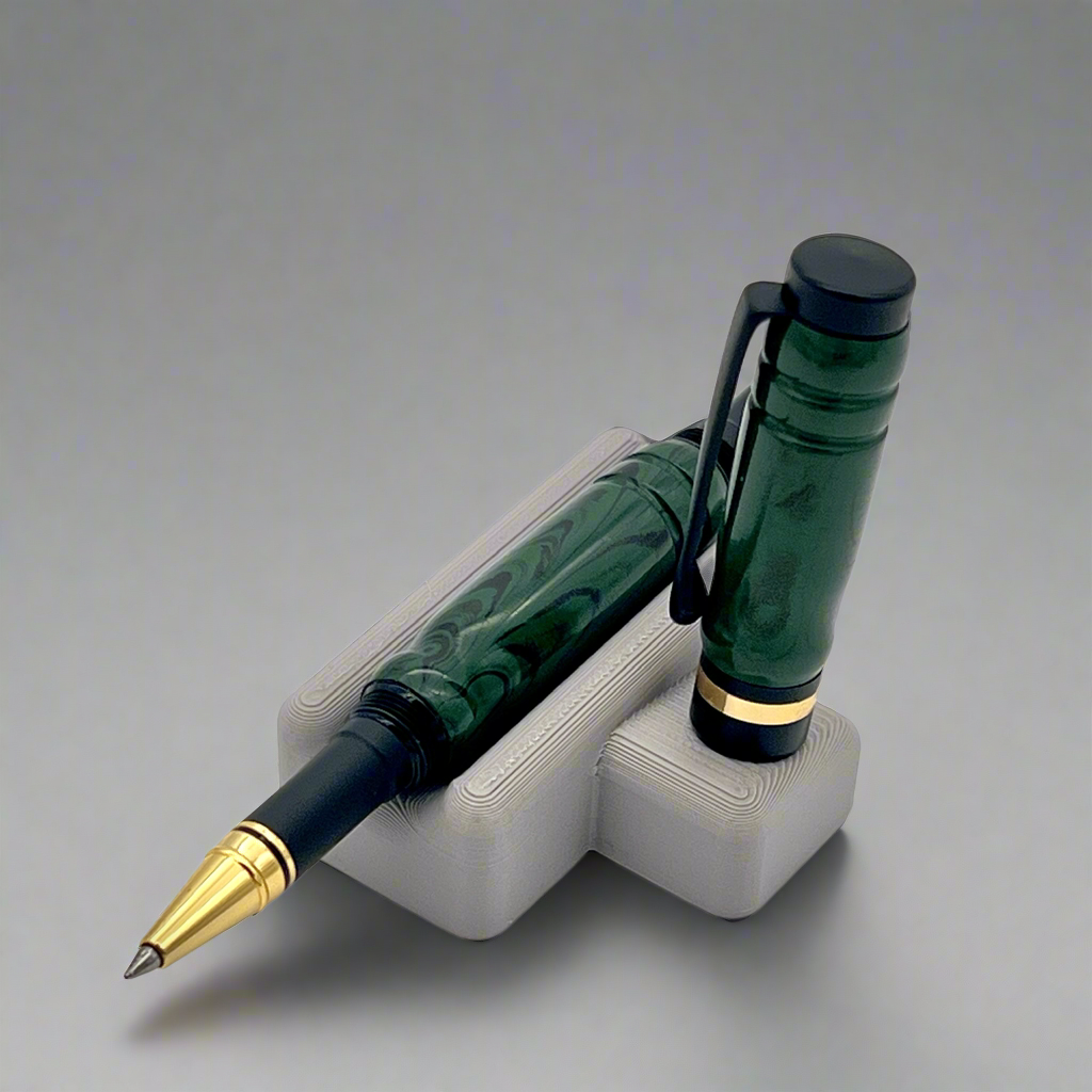 Jade Marbled Ebonite Classic Rollerball Pen – Black & Gold